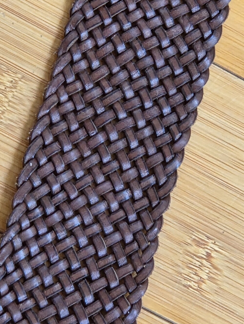 Banana Republic Leather Chocolate Brown Wide Braided Belt M Leather Buckle - Picture 11 of 16